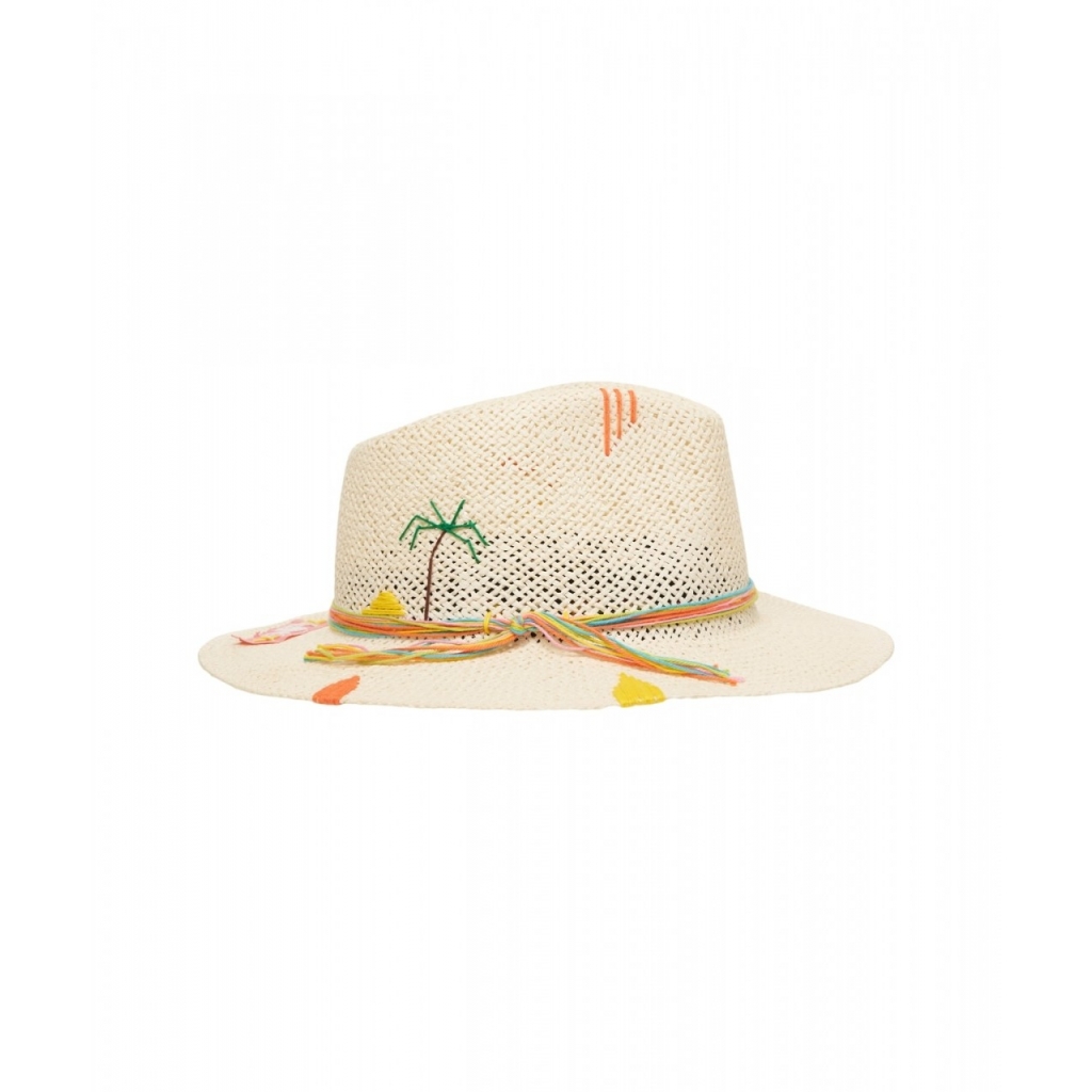 Cappello con ricami panna