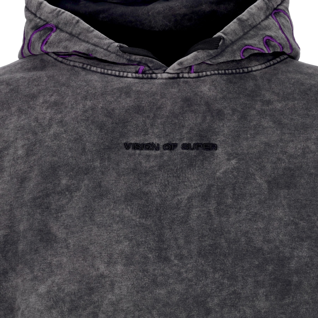 felpa cappuccio uomo embroidered flames hoodie GREY/PURPLE