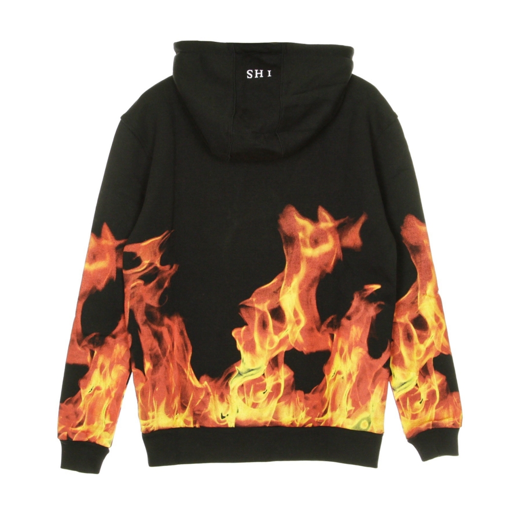 felpa leggera cappuccio uomo flames BLACK