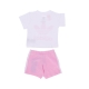 set t-shirt+short bambina short tee set WHITE/TRUE PINK