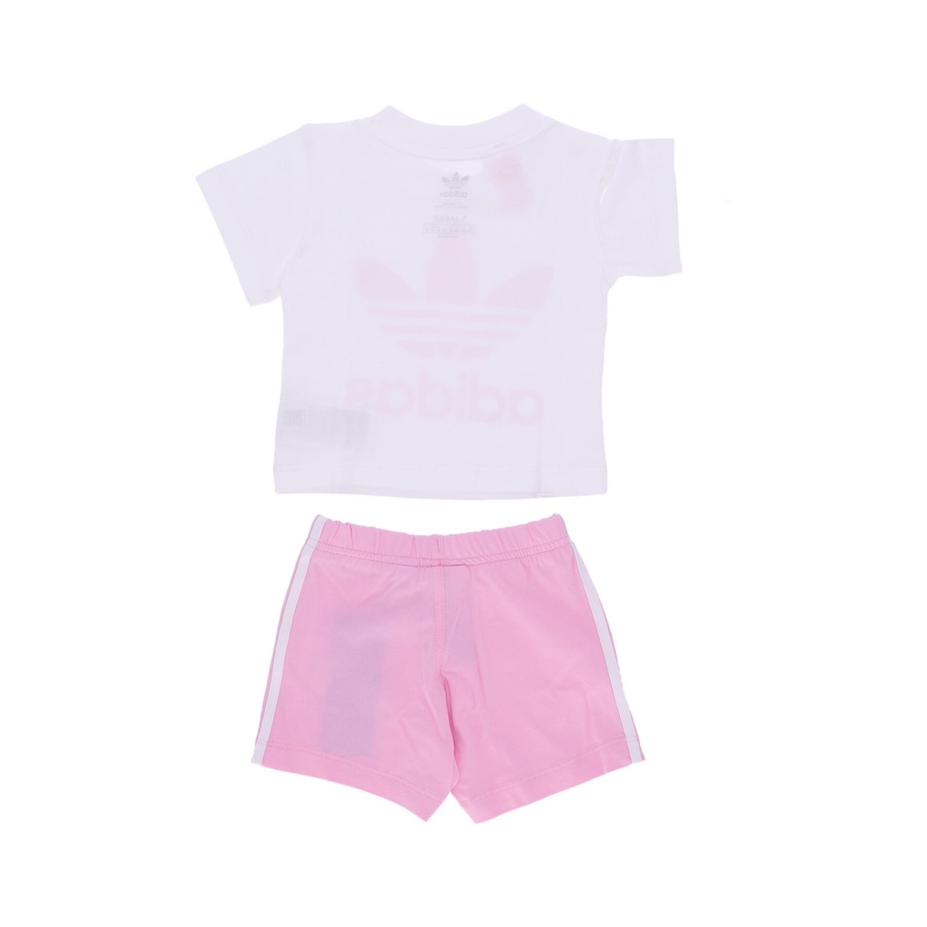 set t-shirt+short bambina short tee set WHITE/TRUE PINK