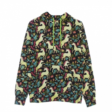 felpa leggera cappuccio uomo mike unicorn aop hoodie BLACK