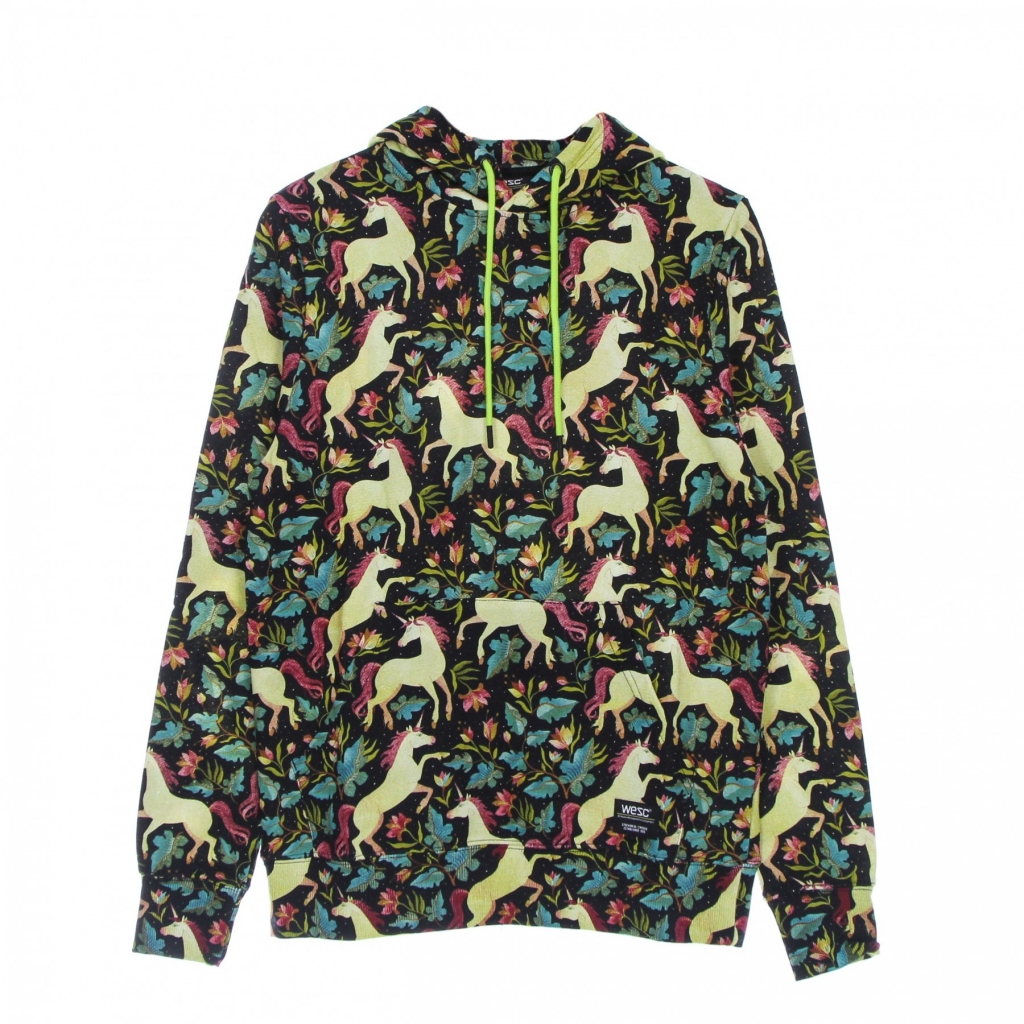 felpa leggera cappuccio uomo mike unicorn aop hoodie BLACK