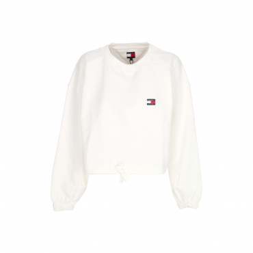 felpa leggera girocollo corta donna w detail badge crewneck ECRU