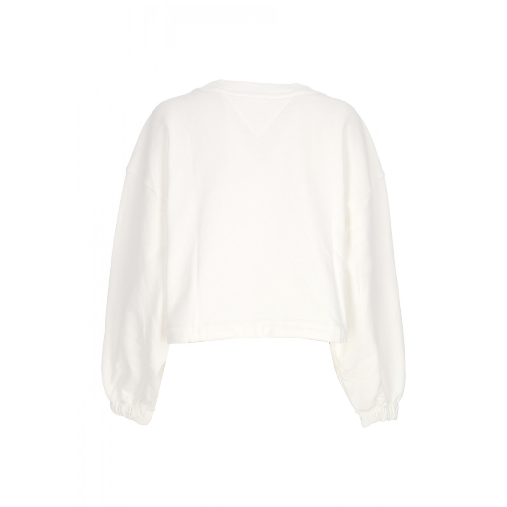 felpa leggera girocollo corta donna w detail badge crewneck ECRU