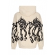 felpa leggera cappuccio uomo tribal skull hoodie CREAM