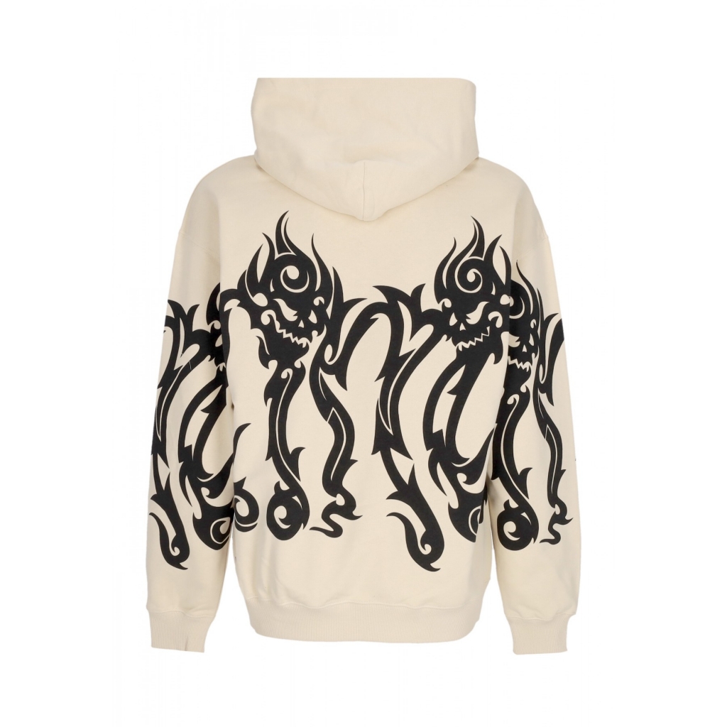felpa leggera cappuccio uomo tribal skull hoodie CREAM