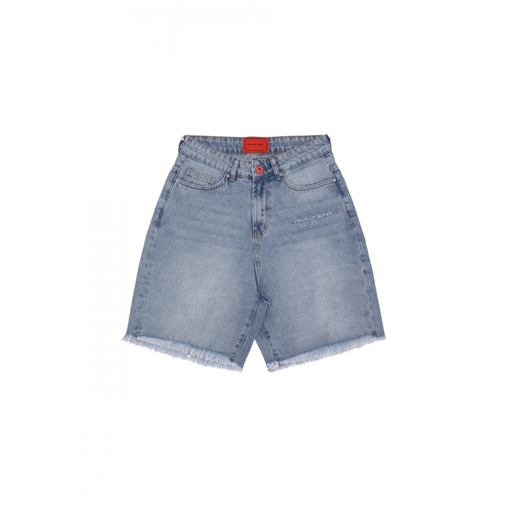 jeans corto uomo embroidered white logo shorts BLUE DENIM