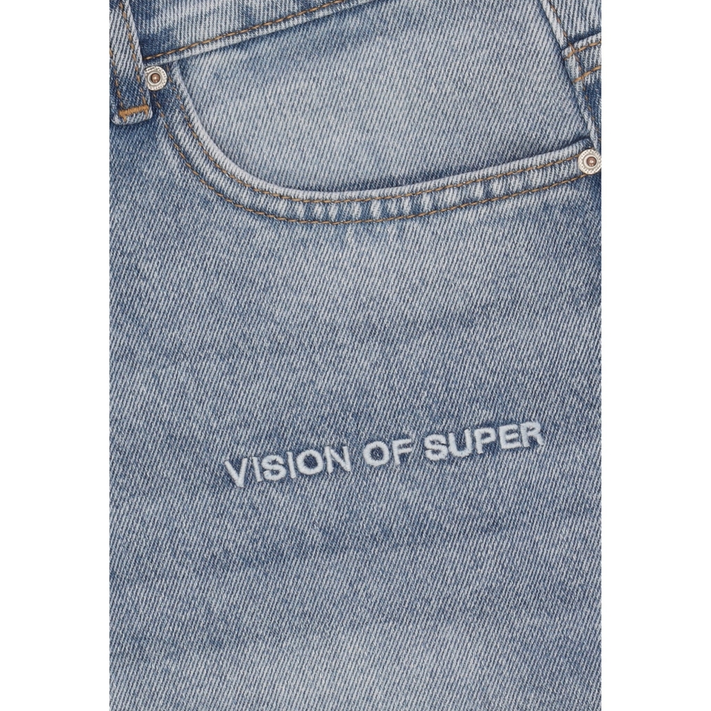 jeans corto uomo embroidered white logo shorts BLUE DENIM