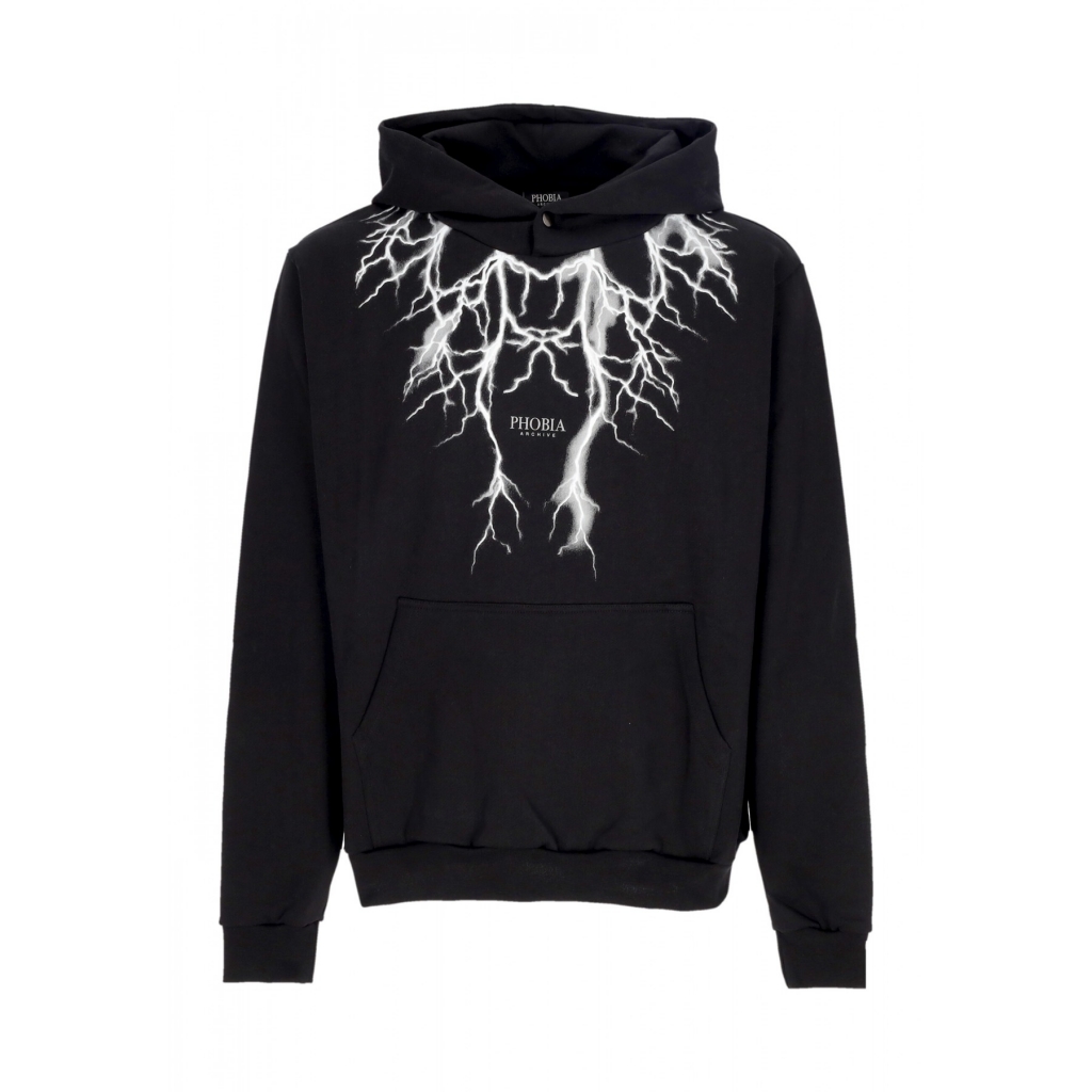 felpa leggera cappuccio uomo reflective lightning hoodie BLACK
