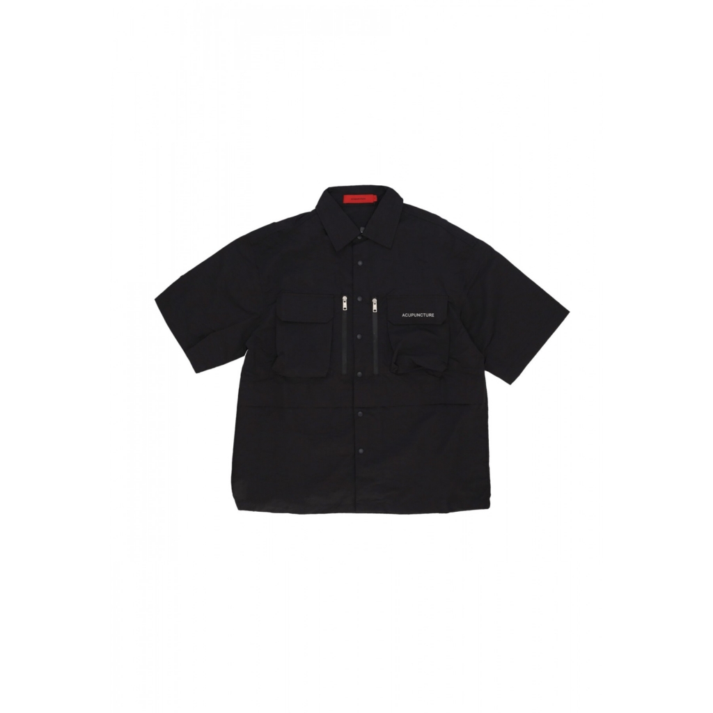 camicia manica corta uomo acu short sleeve shirt BLACK
