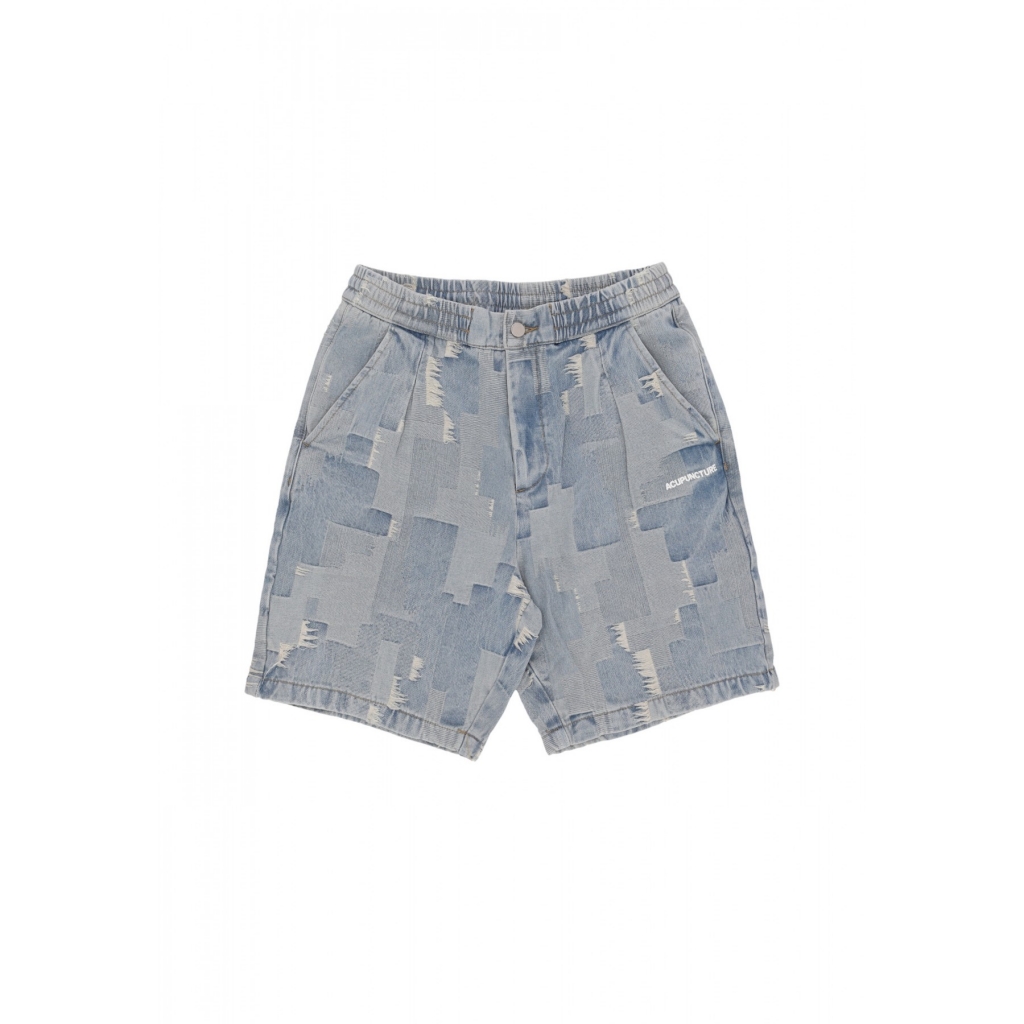 jeans uomo patch work denim short BLUE