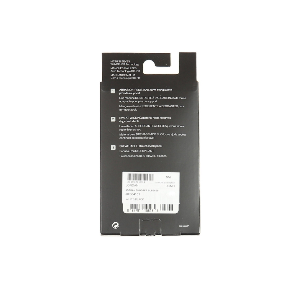 manica da basket uomo jordan shooter sleeves WHITE/BLACK