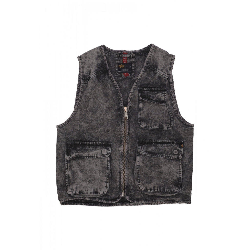 smanicato uomo canvas acid vest BLACK