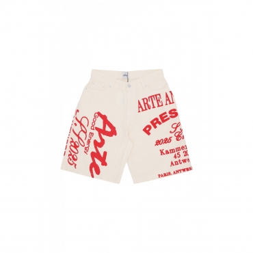 pantalone corto uomo red print shorts CREAM
