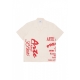 camicia manica corta uomo red print shirt CREAM