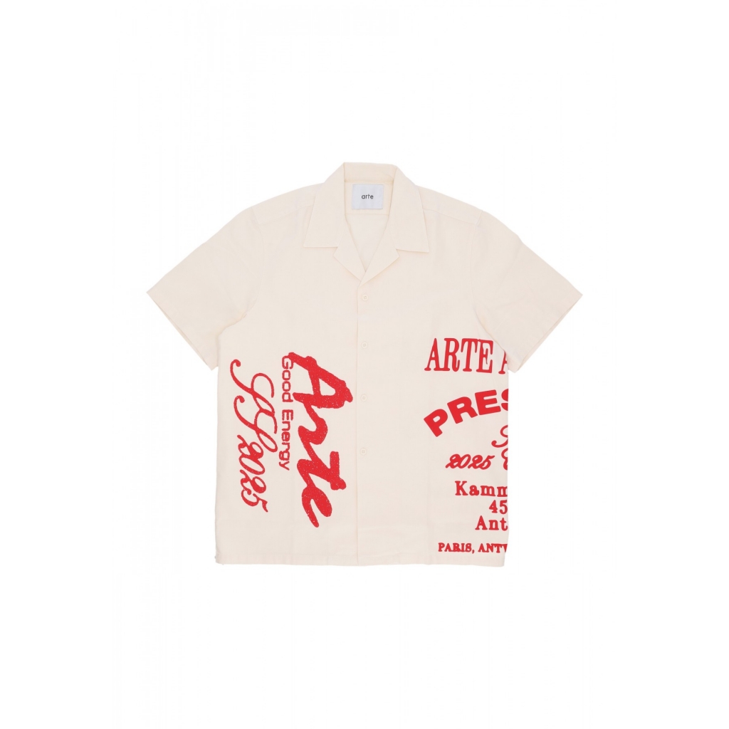 camicia manica corta uomo red print shirt CREAM