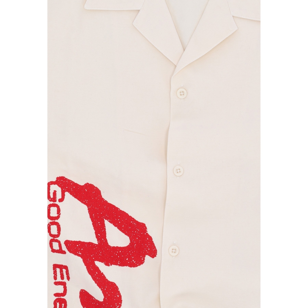 camicia manica corta uomo red print shirt CREAM