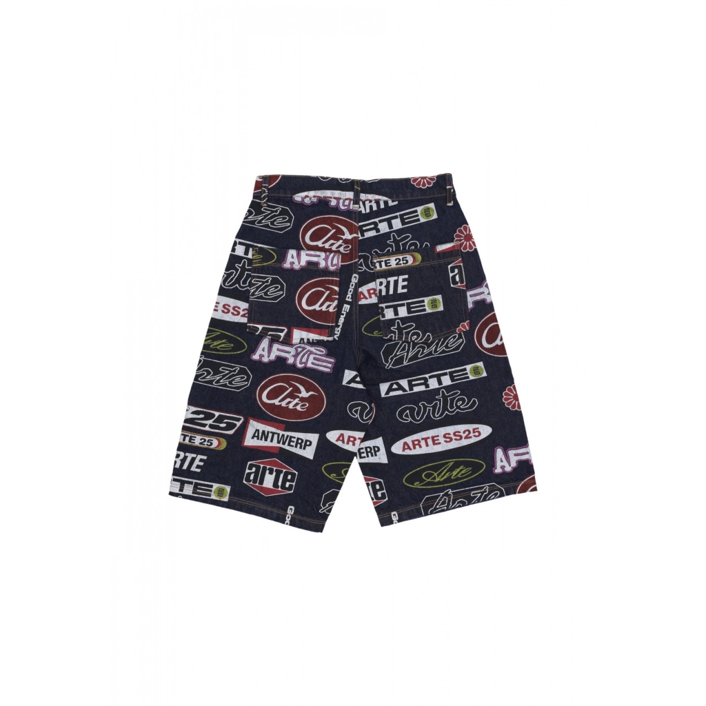 jeans uomo allover print short DARK DENIM