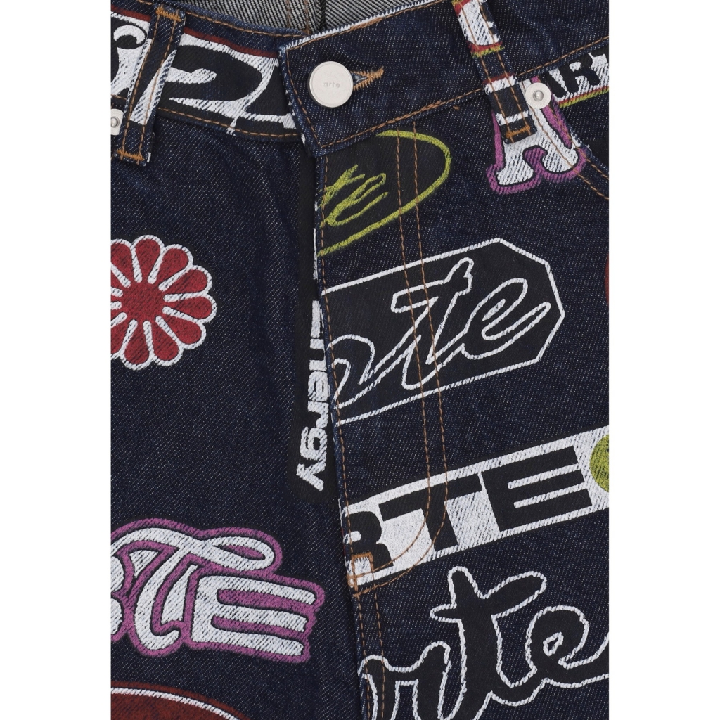 jeans uomo allover print short DARK DENIM