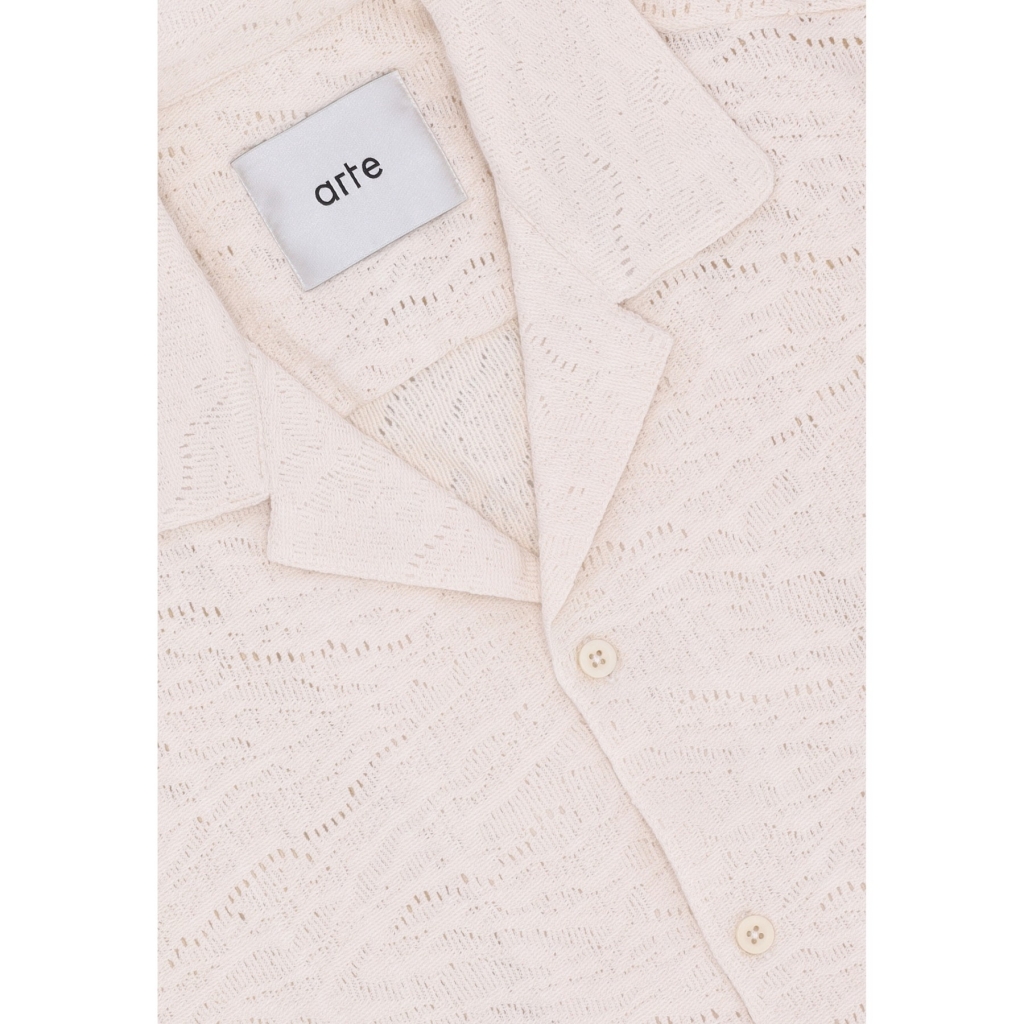 camicia manica corta uomo crochet shirt CREAM