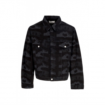 giubbotto jeans uomo heart printed jacket BLACK