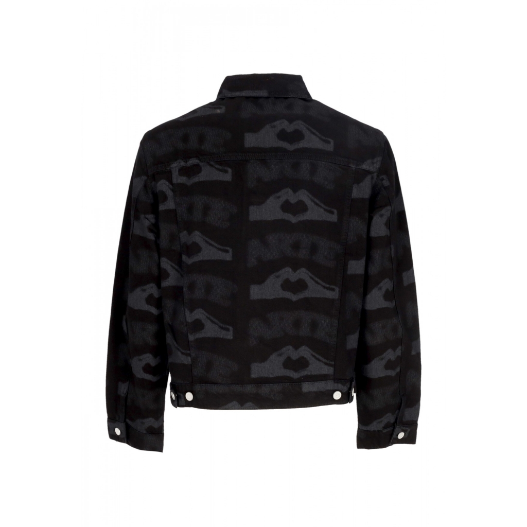 giubbotto jeans uomo heart printed jacket BLACK