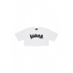 maglietta corta donna w logo strass crop tee WHITE