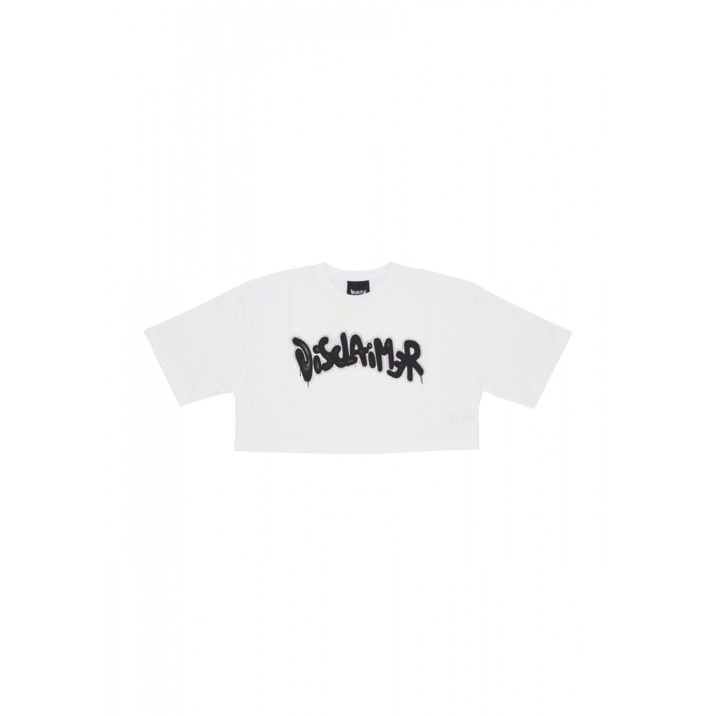 maglietta corta donna w logo strass crop tee WHITE