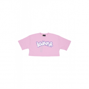 maglietta corta donna w logo strass crop tee PINK