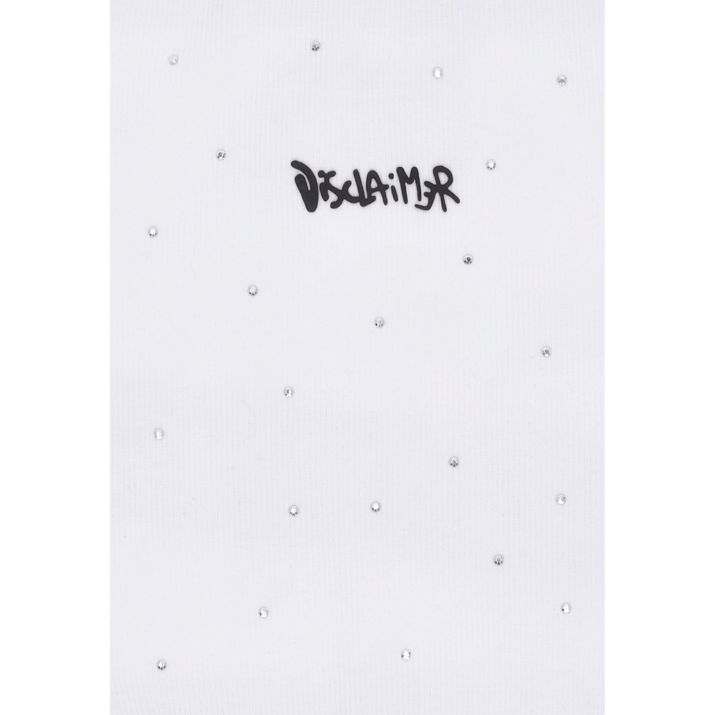 top donna w strass essential logo top WHITE