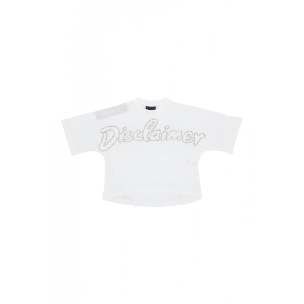maglietta corta donna w strass logo crop tee WHITE/STRASS BOREAL