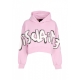 felpa leggera cappuccio corta donna w big logo crop hoodie PINK