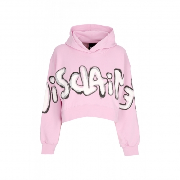 felpa leggera cappuccio corta donna w big logo crop hoodie PINK