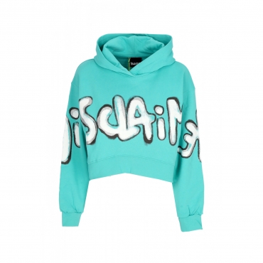 felpa leggera cappuccio corta donna w big logo crop hoodie MINT