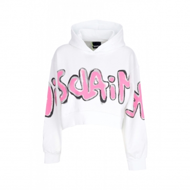 felpa leggera cappuccio corta donna w big logo crop hoodie WHITE