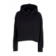 felpa leggera cappuccio corta donna w strass logo crop hoodie BLACK