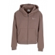 felpa cappuccio zip donna w chest signature essential zip hoodie TAUPE