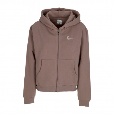 felpa cappuccio zip donna w chest signature essential zip hoodie TAUPE