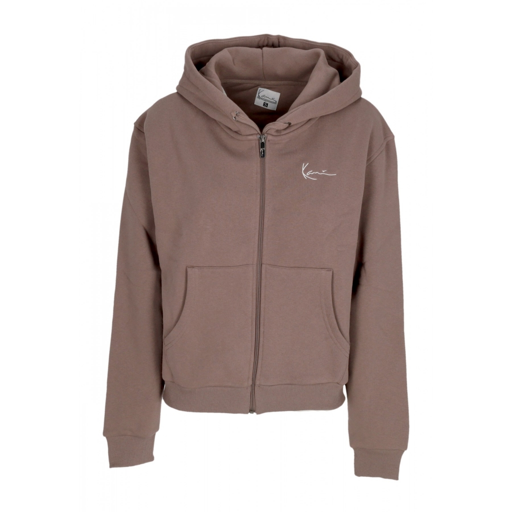 felpa cappuccio zip donna w chest signature essential zip hoodie TAUPE