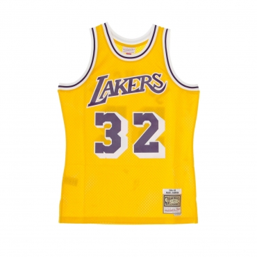 canotta basket uomo nba swingman jersey hardwood classics no32 magic johnson 1984-85 loslak home ORIGINAL TEAM COLORS