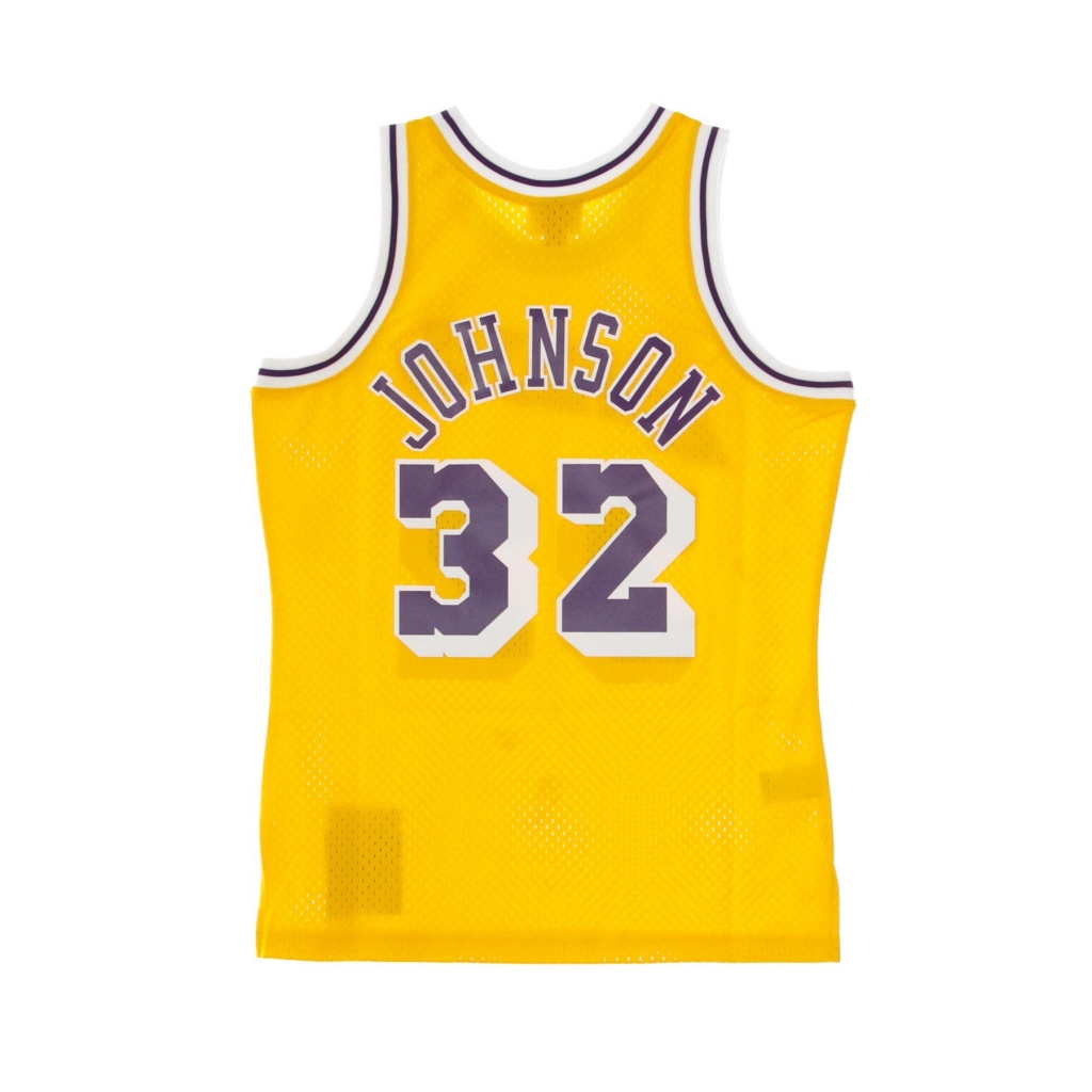 canotta basket uomo nba swingman jersey hardwood classics no32 magic johnson 1984-85 loslak home ORIGINAL TEAM COLORS