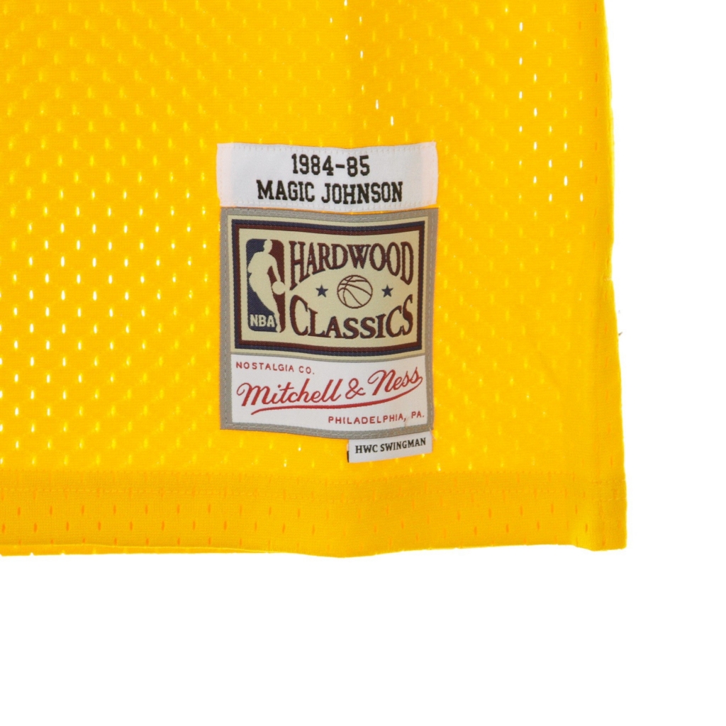canotta basket uomo nba swingman jersey hardwood classics no32 magic johnson 1984-85 loslak home ORIGINAL TEAM COLORS