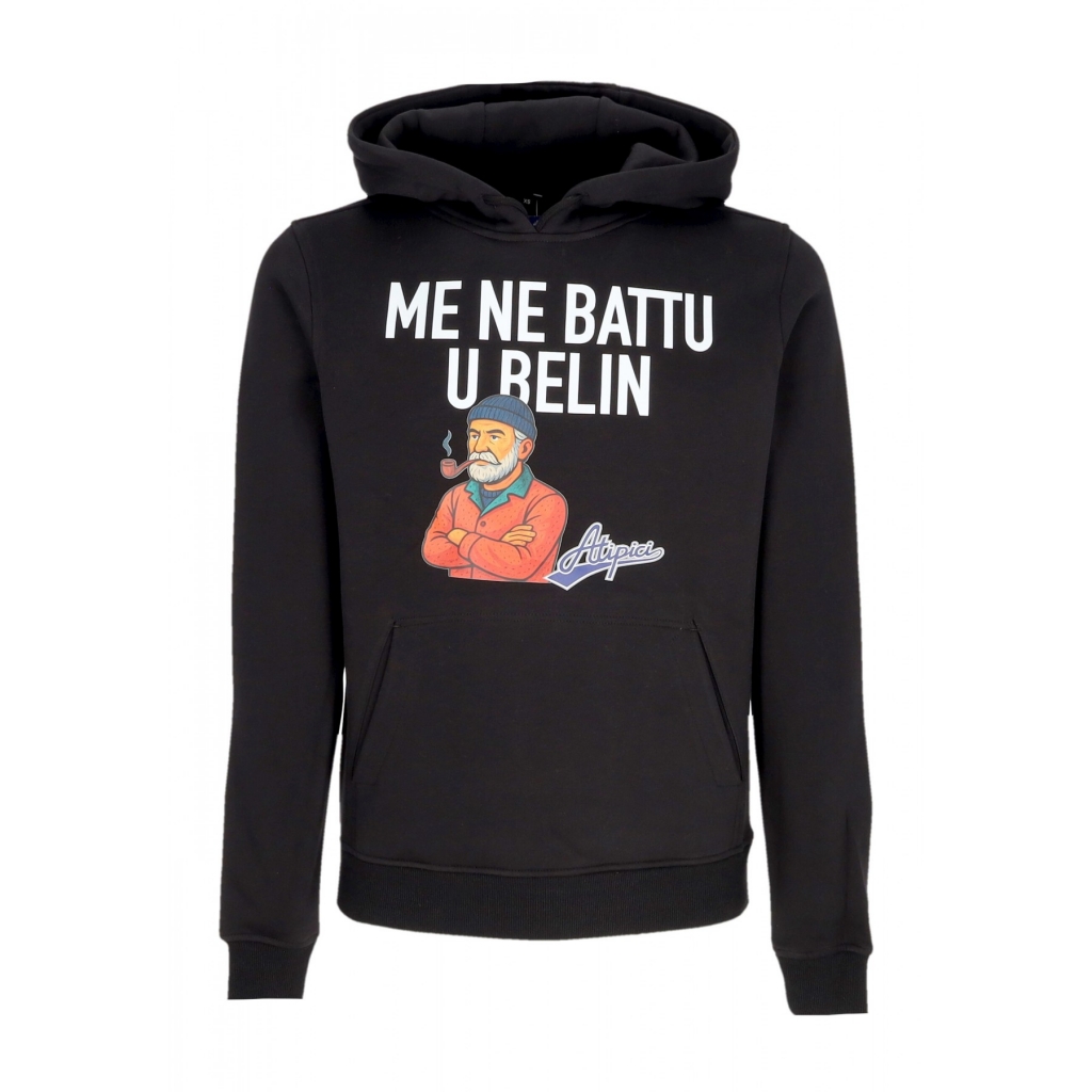 felpa cappuccio uomo me ne batto u belin hoodie BLACK