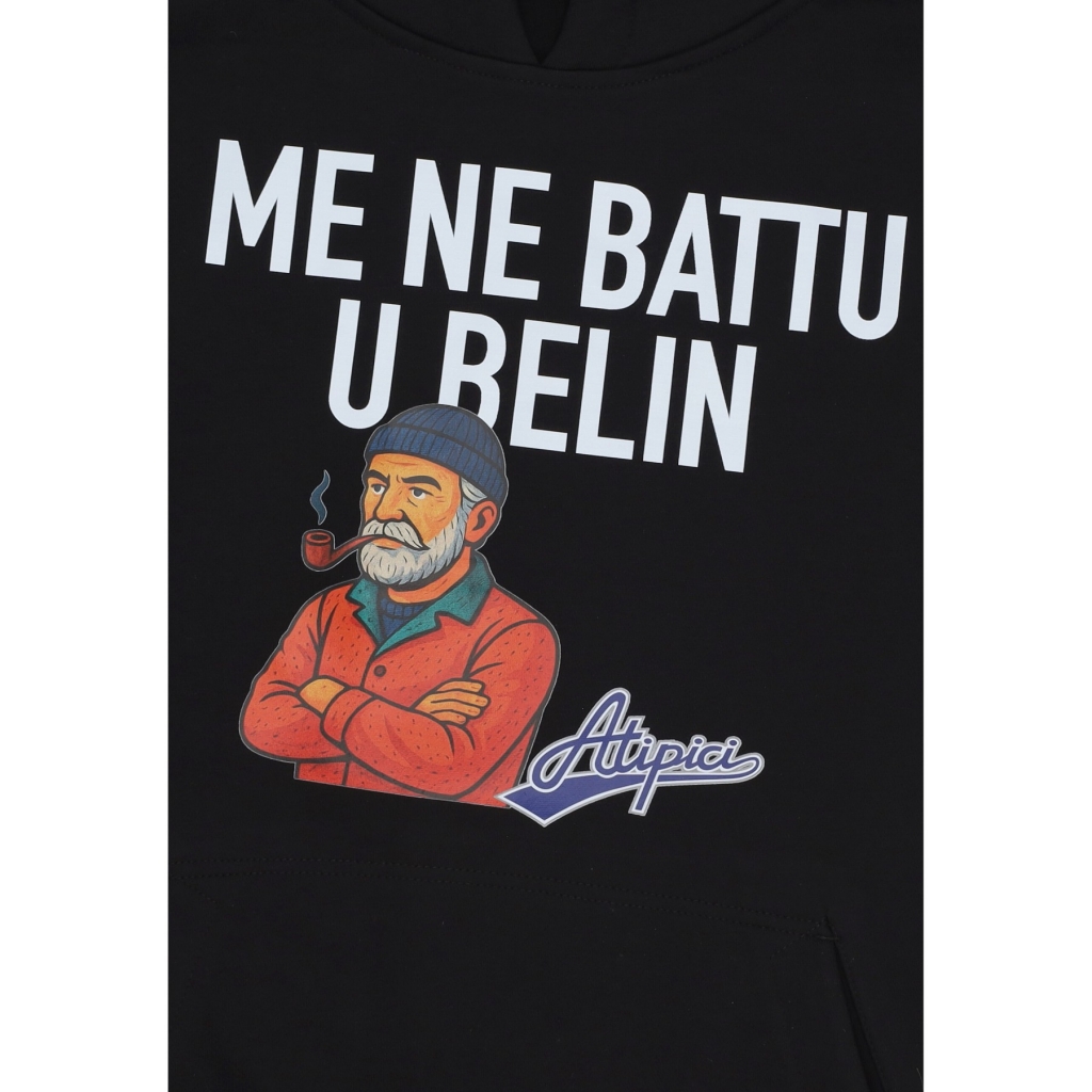 felpa cappuccio uomo me ne batto u belin hoodie BLACK