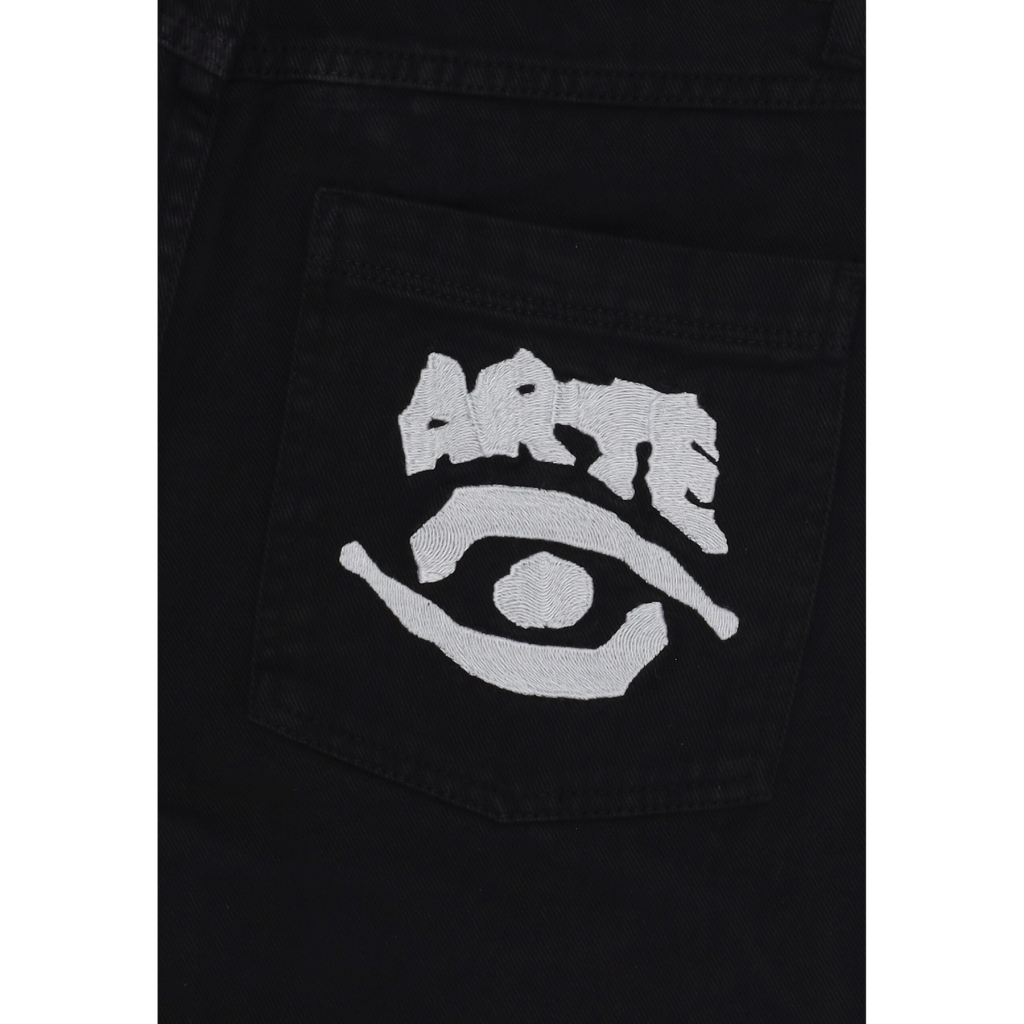 jeans uomo back pocket graphic pants BLACK