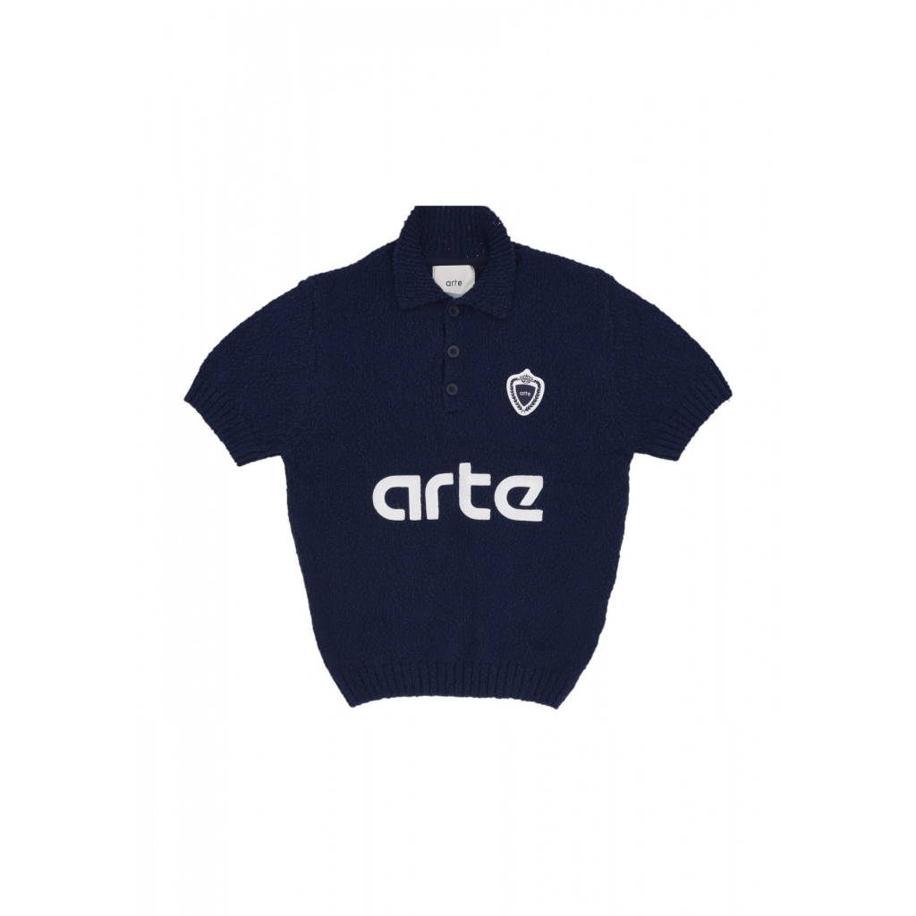 polo manica corta uomo football knit sweater BLUE