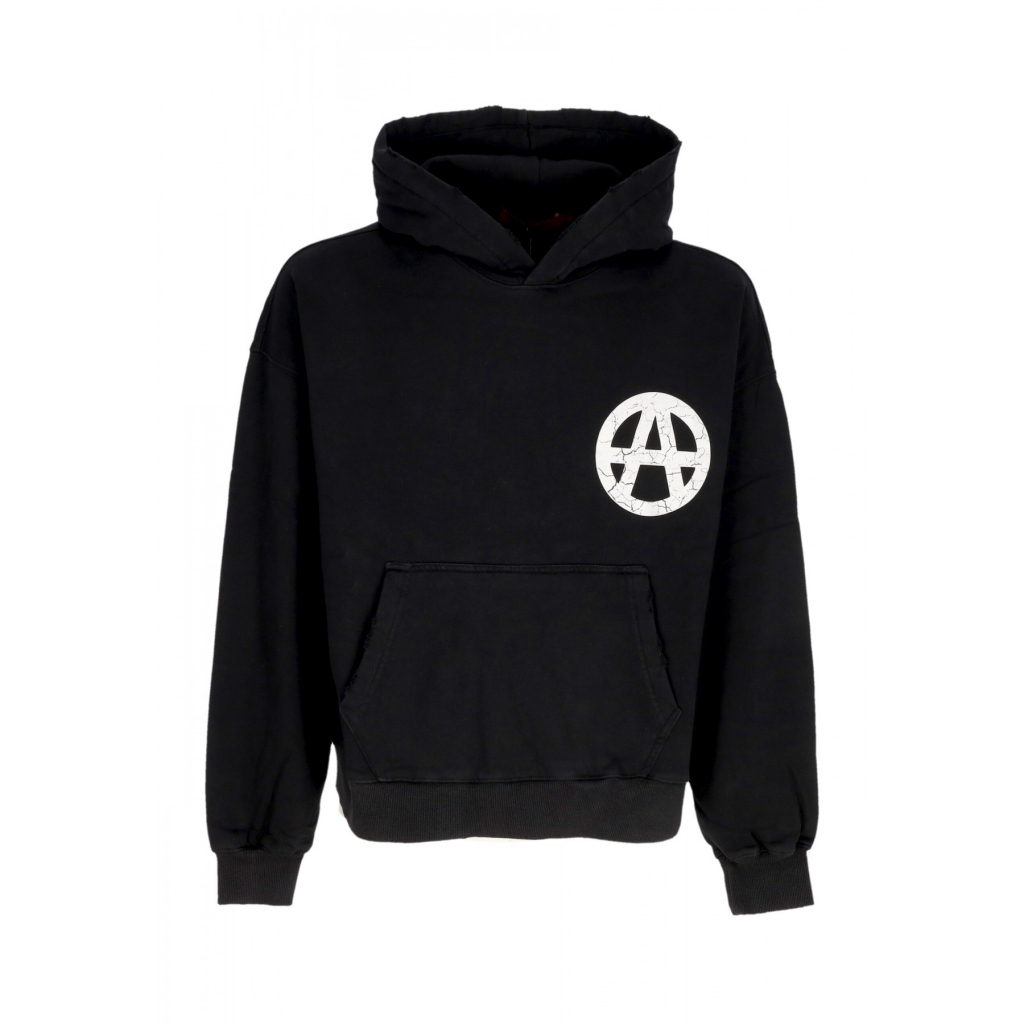 felpa cappuccio uomo anarchy hoodie WASHED BLACK